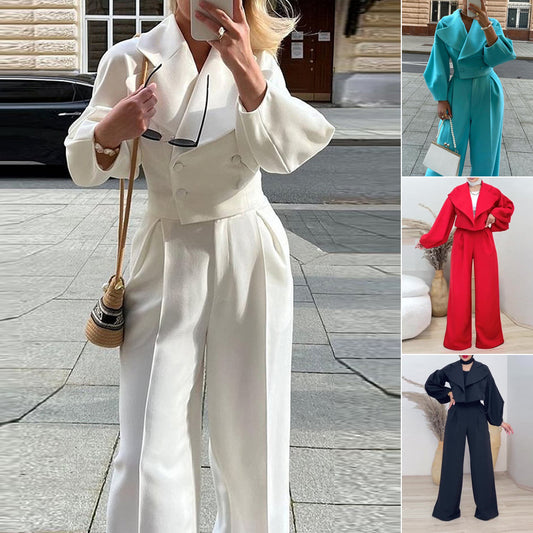 Damen eleganter und taillierter Jumpsuit mit weitem Bein Stalluxe