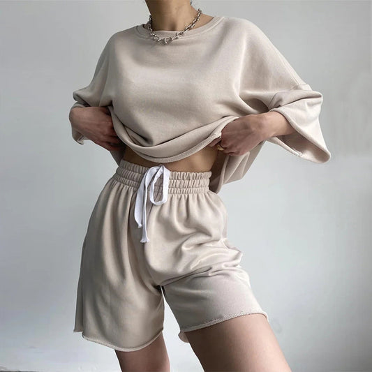 Damen lässiges Oversize Freizeit-Set mit weitem Schnitt und elastischem Bund Stalluxe