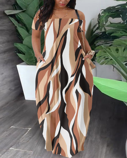 Damen Maxikleid mit modernem grafischem Muster und bequemem Schnitt Stalluxe