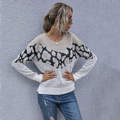 Damen Strickpullover mit modernem grafischen Muster und lässigem Schnitt Stalluxe