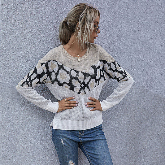 Damen Strickpullover mit modernem grafischen Muster und lässigem Schnitt Stalluxe
