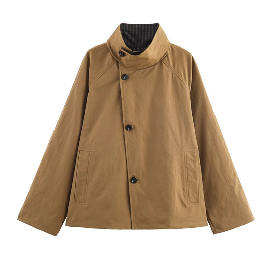 Damen elegante Übergangsjacke mit dekorativen Knöpfen und modernem Stehkragen Stalluxe