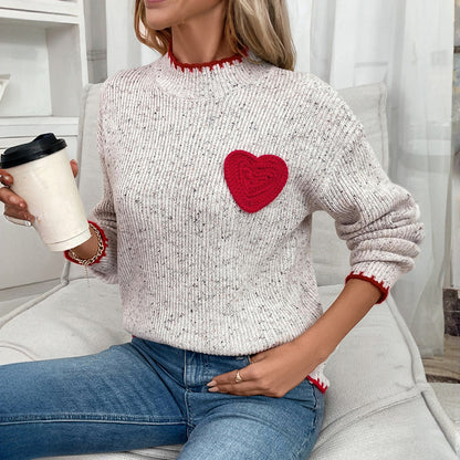 Damen Pullover mit Herzapplikation Stalluxe