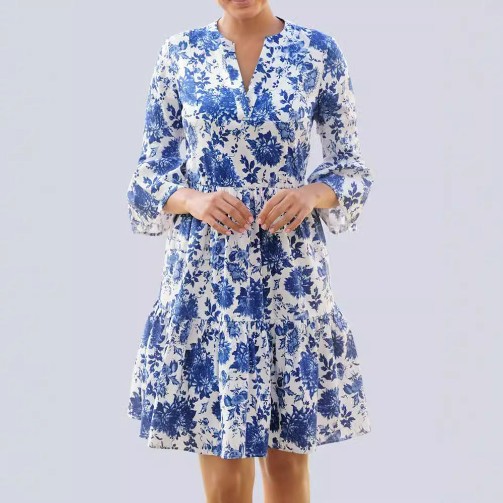 Damen Blumenkleid mit voluminösen Ärmeln und eleganter Passform Stalluxe
