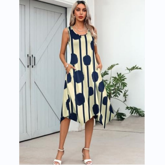 Damen asymmetrisches Sommerkleid mit weitem Schnitt Stalluxe