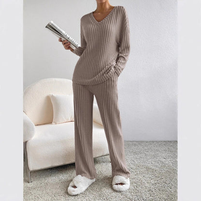 Women's Cozy Striped Lounge Set Stalluxe
