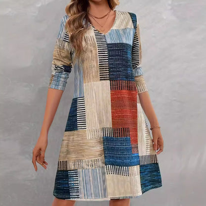 Damen Freizeitkleid mit grafischem Muster und lockerem Schnitt Stalluxe