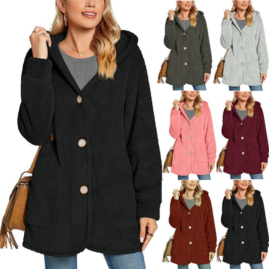 Damen Kuschelige Fleecejacke mit Kapuze und Taschen Stalluxe