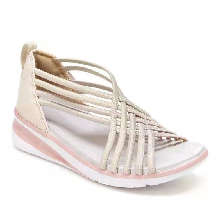 Damen modische Wedge-Sandaletten mit flexiblem Riemendesign und ergonomischem Fußbett Stalluxe