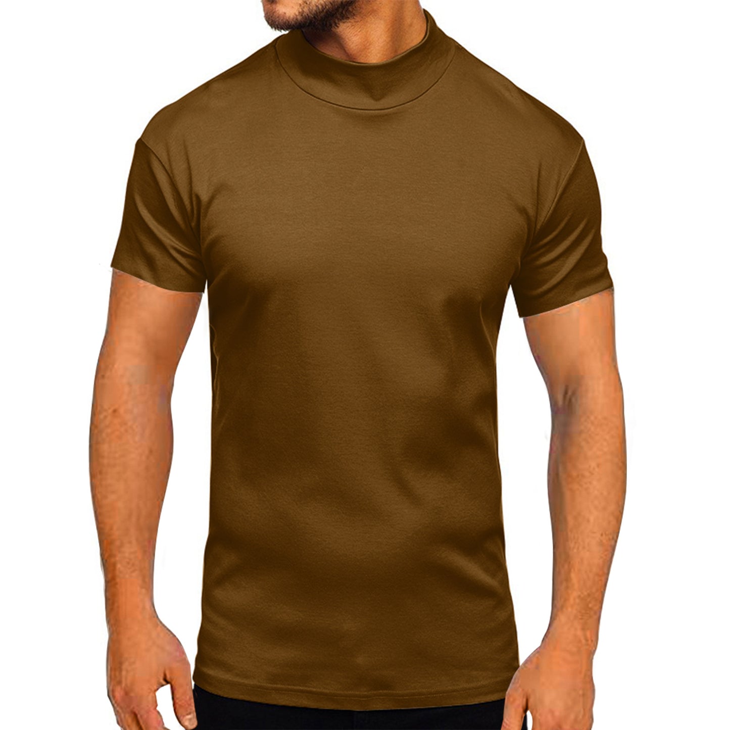 Herren modernes Kurzarm-T-Shirt mit stehendem Kragen und strukturiertem Design Stalluxe