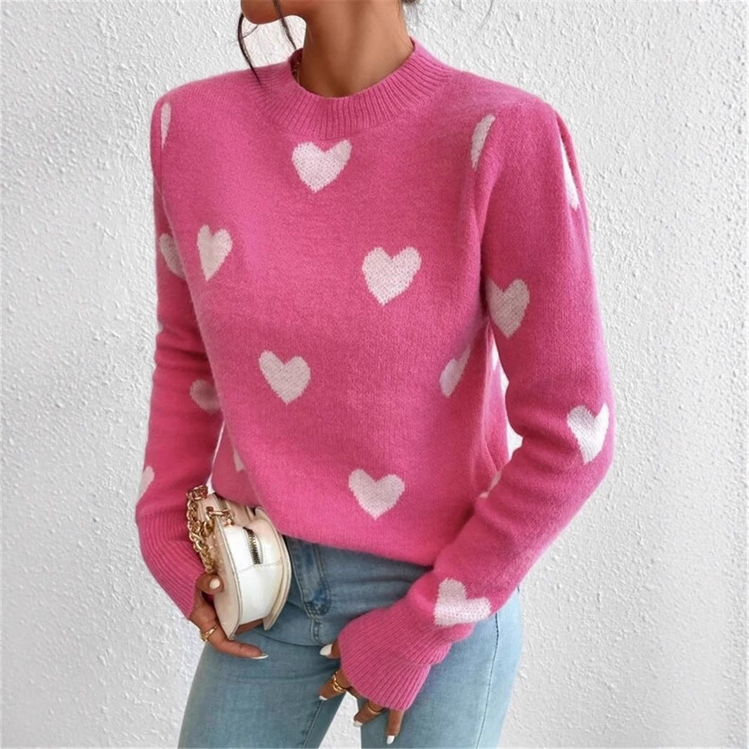 Damen gemütlicher Pullover mit Herzmuster Stalluxe
