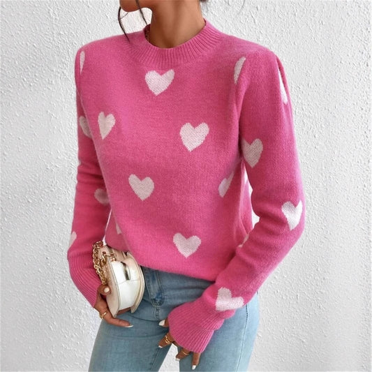 Damen gemütlicher Pullover mit Herzmuster Stalluxe