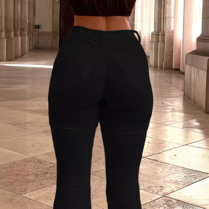 Damen Flared Jeans mit hohem Bund und figurformendem Schnitt Stalluxe