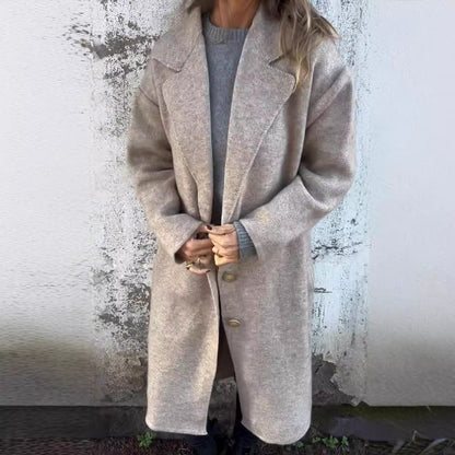 Damen Wollmantel mit modernem Schnitt und großen Knopfdetails Stalluxe