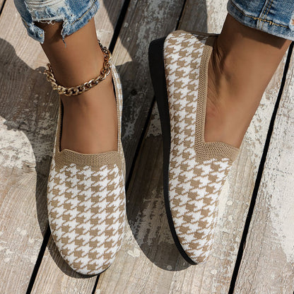 Damen Slip-On Sneakers mit innovativem Hahnentrittmuster und flexiblem Fußbett Stalluxe