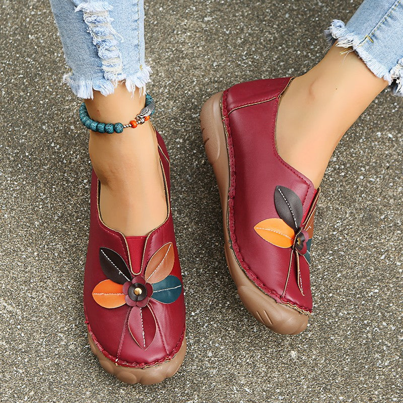 Damen bequeme Ballerinas mit floralem Design und elastischem Riemen Stalluxe