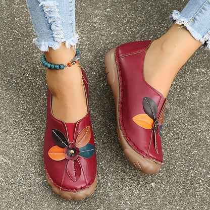 Damen bequeme Ballerinas mit floralem Design und elastischem Riemen Stalluxe