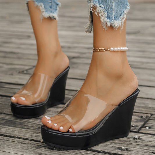 Damen Plateau-Sandalen mit transparentem Obermaterial und modischem Design Stalluxe
