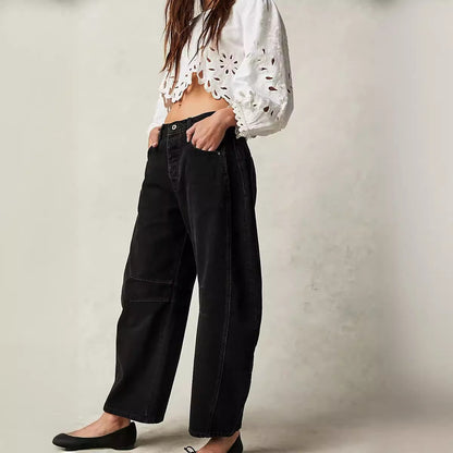 Damen Weite Jeans mit lässigem Schnitt und modischen Akzenten Stalluxe
