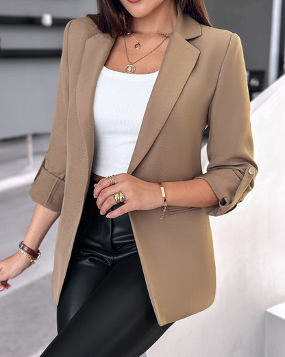 Damen elegante Blazerjacke mit modernen Knopfdetails und lockerer Passform Stalluxe