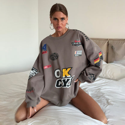 Damen Oversized Sweatshirt mit auffälligem Grafikdesign und lässigem Schnitt Stalluxe