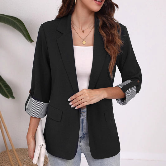 Damen Eleganter Blazer mit gestreiften Ärmeln und klassischem Schnitt Stalluxe