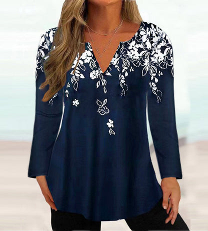 Damen Elegante Bluse mit floralem Design und V-Ausschnitt Stalluxe
