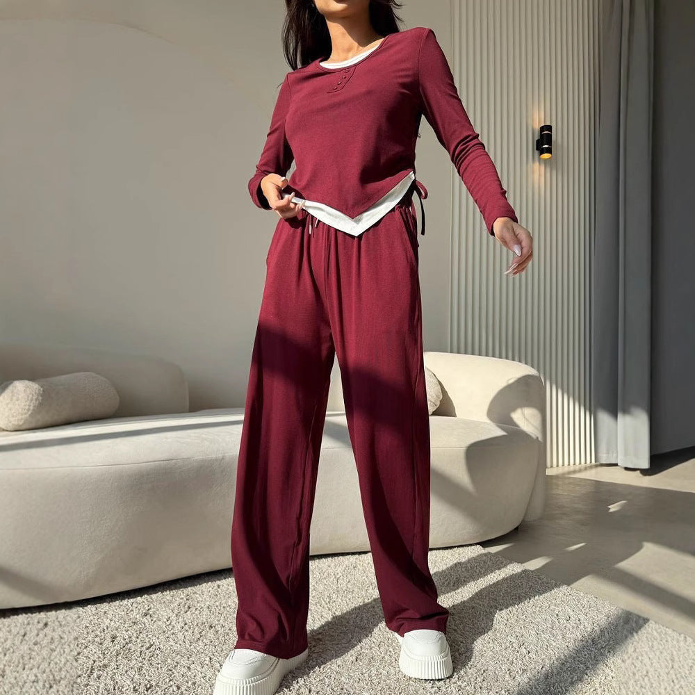 Damen lässiger Pyjama-Anzug aus atmungsaktivem Material Stalluxe