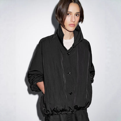 Damen lässige Oversized-Jacke mit hohem Kragen Stalluxe