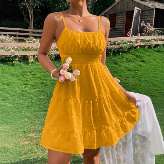 Damen Sommerkleid mit Rüschen und verstellbaren Spaghettiträgern Stalluxe