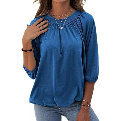 Damen leichtes Blusenshirt mit romantischem Puffärmel und lässigem Schnitt Stalluxe