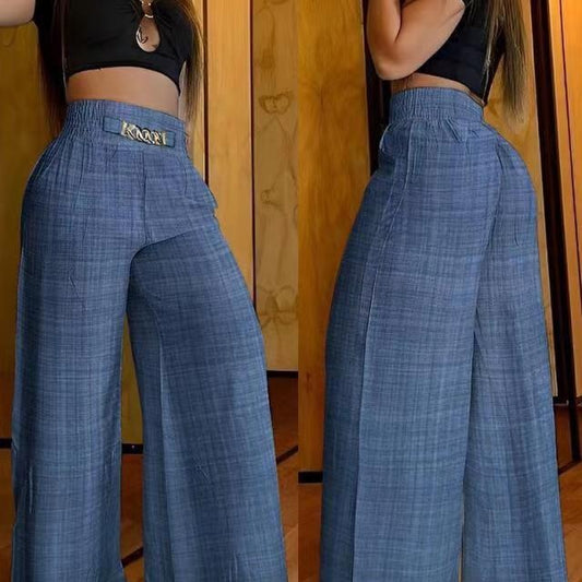 Damen Weit geschnittene Dress-Pants mit elastischem Bund Stalluxe
