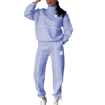 Damen sportlicher Lounge-Anzug mit hohem Kragen und elastischem Bund Stalluxe