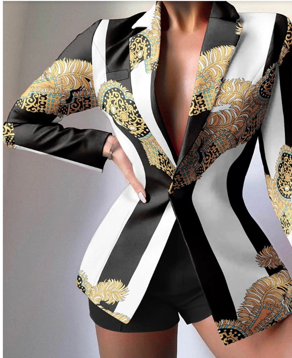 Damen Lebhaftes Blazer-Set mit Shorts und modernem Farbspiel Stalluxe