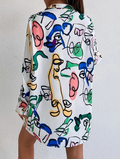 Damen Hemdblusenkleid im modernen Kunstdesign Stalluxe