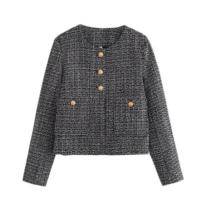 Damen Elegante Kurzjacke mit Knopfverschlüssen und aufgesetzten Taschen Stalluxe