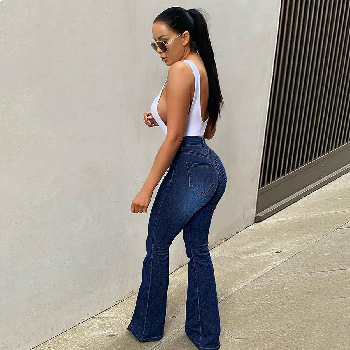 Damen High-Waist Bootcut Jeans mit figurbetonter Passform Stalluxe