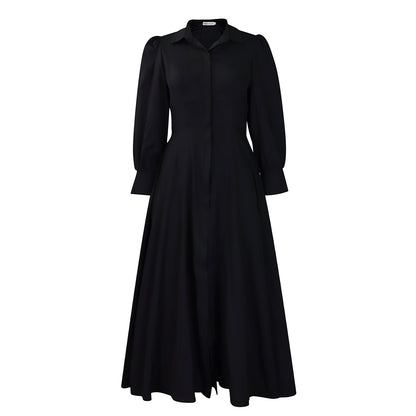 Damen Maxikleid mit eleganten Knopfdetails und weit ausgestellt Rock Stalluxe
