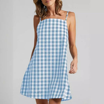 Damen Sommerliches Karo-Hängerkleid Stalluxe