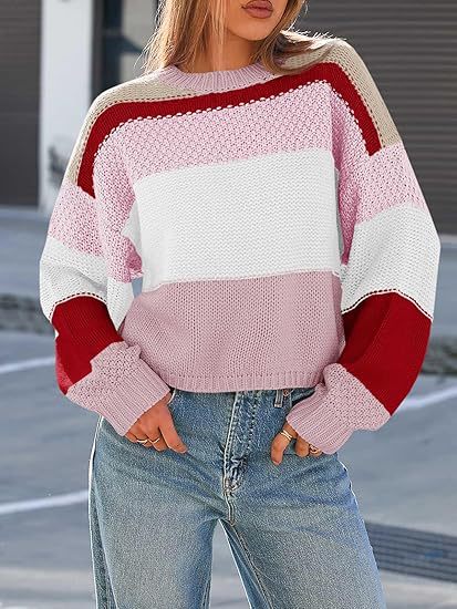 Damen Grobstrickpullover mit Farbblockdesign und oversized Schnitt Stalluxe