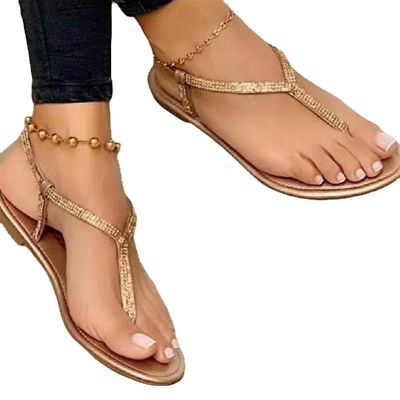 Damen elegante Zehentrenner-Sandalen mit funkelnden Strass-Applikationen Stalluxe