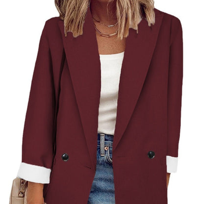 Damen modischer Blazer im Oversized-Schnitt mit tiefen Taschen und umgeschlagenen Ärmeln Stalluxe