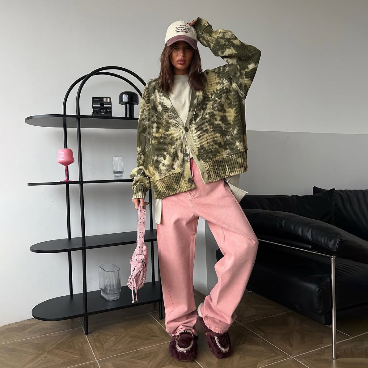 Damen Oversized Strickjacke im modernen Tie-Dye-Design Stalluxe