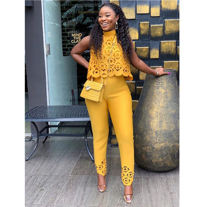 Damen Jumpsuit mit Spitzenoberteil und taillierter Hose Stalluxe