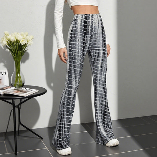 Damen Flared Leggings mit modischem Batik-Design Stalluxe