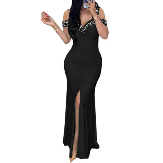 Damen Elegantes und figurbetontes Abendkleid mit verziertem Ausschnitt Stalluxe