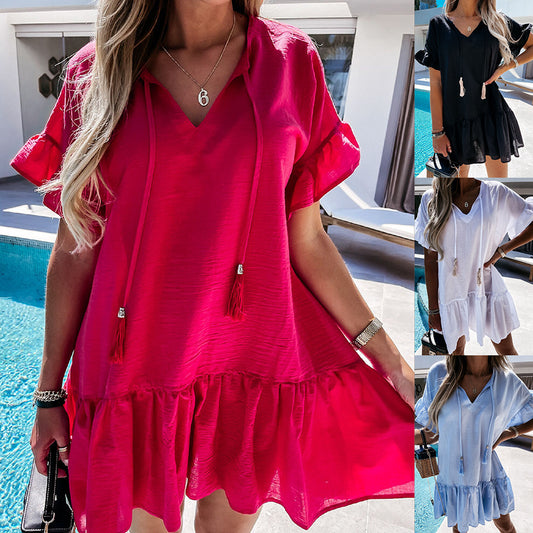 Damen Luftiges, modisches Sommerkleid mit Volant Stalluxe