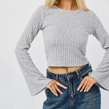 Damen Crop-Top mit weitem Arm Stalluxe