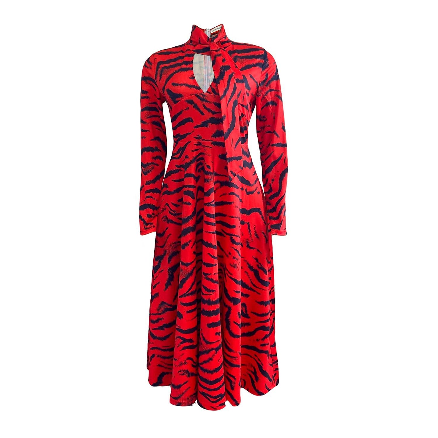 Damen Midikleid mit hochgeschlossenem Kragen und asymmetrischem Schnitt Stalluxe