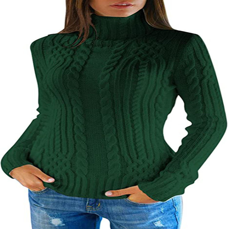Damen Pullover mit hohem Kragen und Zopfmuster Stalluxe